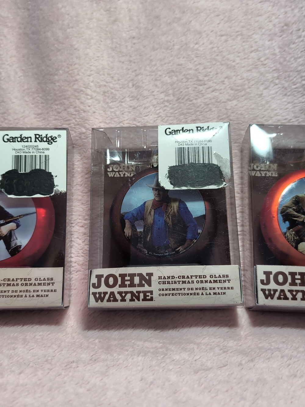 John Wayne Hand-Crafted Glass Christmas Ornament - Red Accent